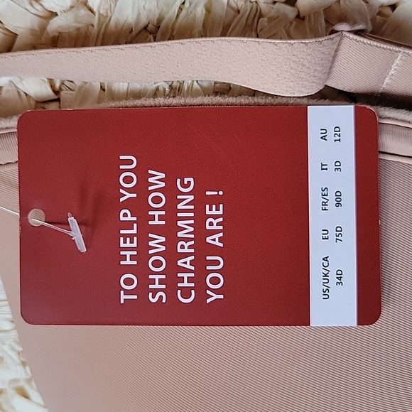 Hansca Deep Plunge Cleavage Enhancer Padded Wireless Push Up Bra, nude, 34D - Picture 6 of 11